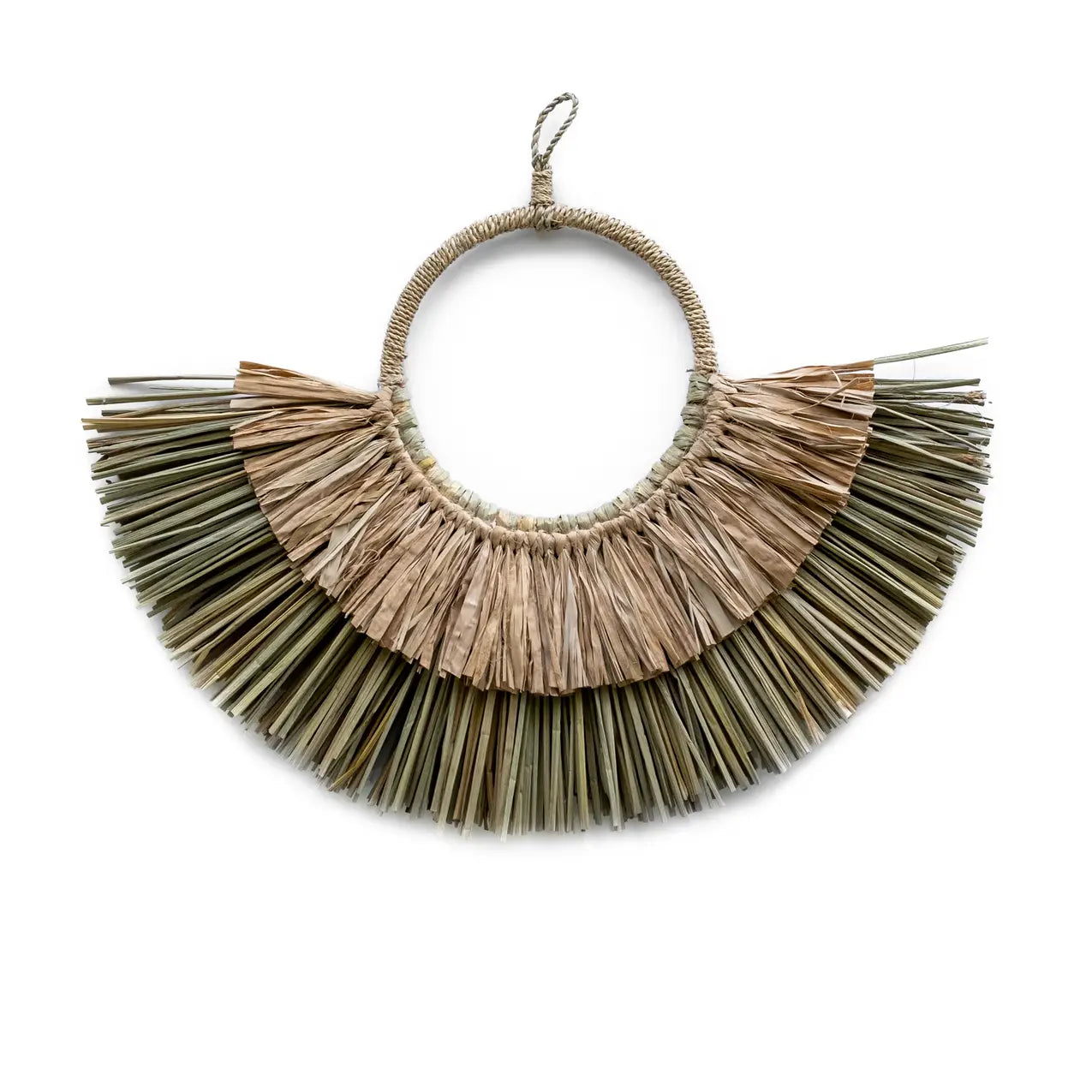 Double Half Moon Seagrass Raffia Wall Hanging