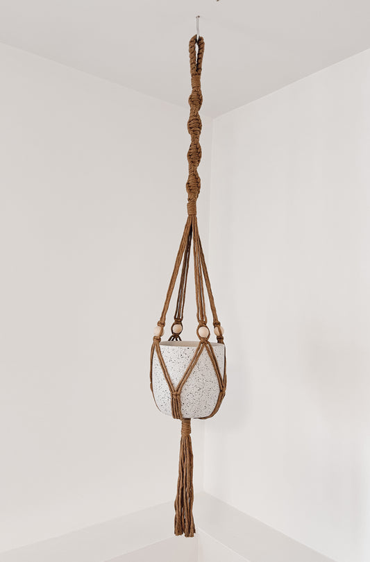 Beaded Plant Hanger - Camel