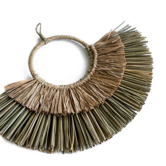 Double Half Moon Seagrass Raffia Wall Hanging